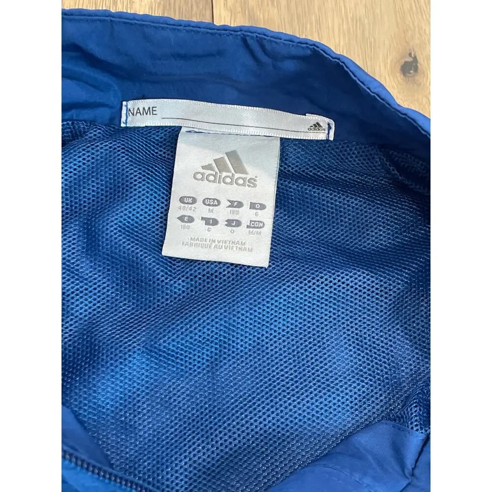 Adidas Men’s Windbreaker Full Zip Blue Logo Size M